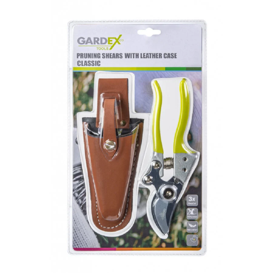 Ψαλίδι κλαδέματος 20cm με δερμάτινη θήκη GARDEX - Image 2